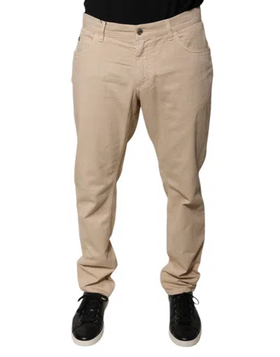 DOLCE & GABBANA DOLCE & GABBANA BEIGE COTTON MID WAIST SKINNY DENIM MEN'S JEANS