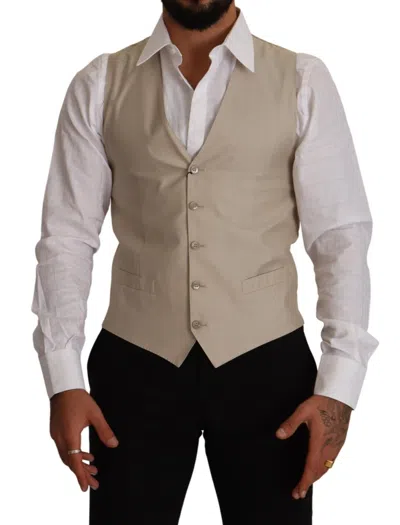 Dolce & Gabbana Cotton Silk Slim Fit Waistcoat Vest In Black