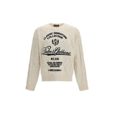 Dolce & Gabbana Beige Cotton Sweatshirt In White