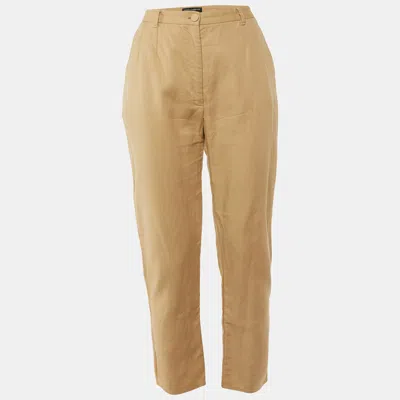 Pre-owned Dolce & Gabbana Beige Cotton Tapered Leg Pants L In Cream