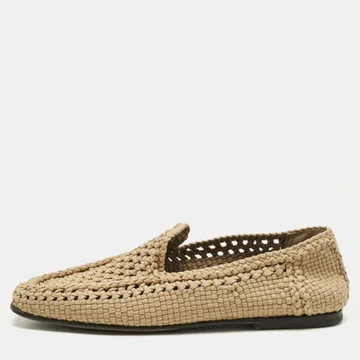 Pre-owned Dolce & Gabbana Beige Crochet Smoking Slippers Size 44 In Sand