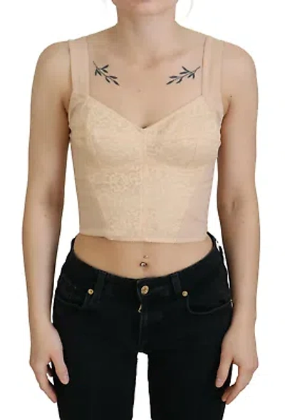 Pre-owned Dolce & Gabbana Beige Cropped Bustier Corset Brassiere Top