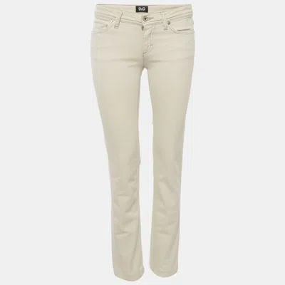 Pre-owned Dolce & Gabbana Beige Denim Tight Fit Jeans S/waist 26" In Sand