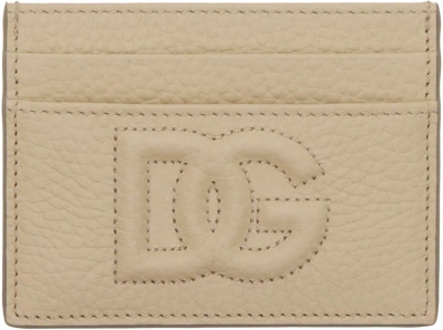 Dolce & Gabbana Beige 'dg' Logo Card Holder In Neutral