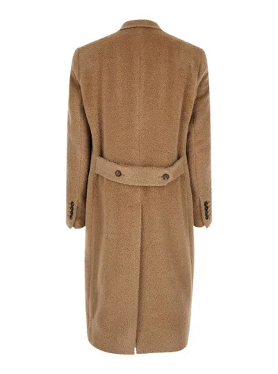 Dolce & Gabbana Beige Double-breasted Coat With Peak Revers In Wool Blend Man
