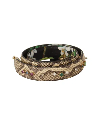 Dolce & Gabbana Beige Exotic Leather Crystals Reve