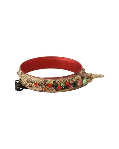 Dolce & Gabbana Beige Exotic Leather Crystals Shou In Multi