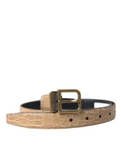 DOLCE & GABBANA DOLCE & GABBANA ELEGANT BEIGE LEATHER MEN'S BELT