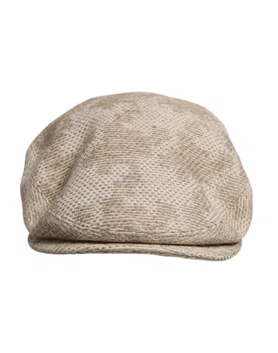 Dolce & Gabbana Beige Floral Linen Newsboy Men's Hat In Brown