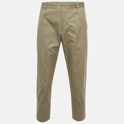 Pre-owned Dolce & Gabbana Beige Gabardine Formal Trousers Xxl In White
