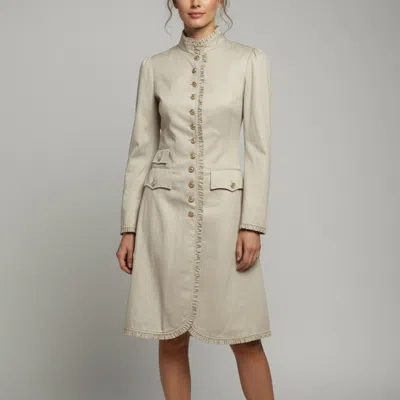 Pre-owned Dolce & Gabbana Beige Gabardine Ruffle Trim Trench Coat S In Sand