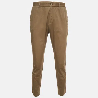 Pre-owned Dolce & Gabbana Beige Gabardine Straight Fit Chinos L