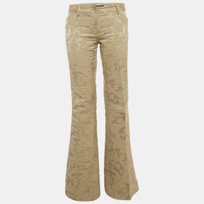 Pre-owned Dolce & Gabbana Beige Jacquard Wide Leg Pants S