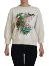 Dolce & Gabbana Beige Jungle Printed Cotton Pullover Sweater