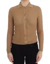Dolce & Gabbana Beige Knitted Cotton Polo Cardigan Sweater In Brown