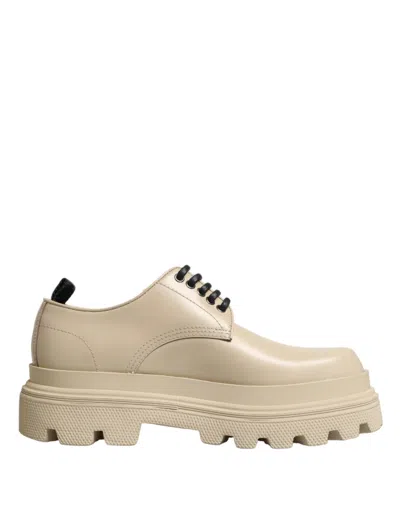 Dolce & Gabbana Beige Lace Up Trekking Derby Men Dress Shoes In Multi
