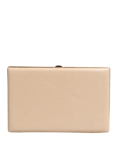 Pre-owned Dolce & Gabbana Beige Lambskin Leather Clutch Evening Women Purse Women's Bag () In Sand