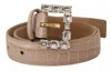Dolce & Gabbana Beige Leather Crystal Buckle Women Belt In Beige