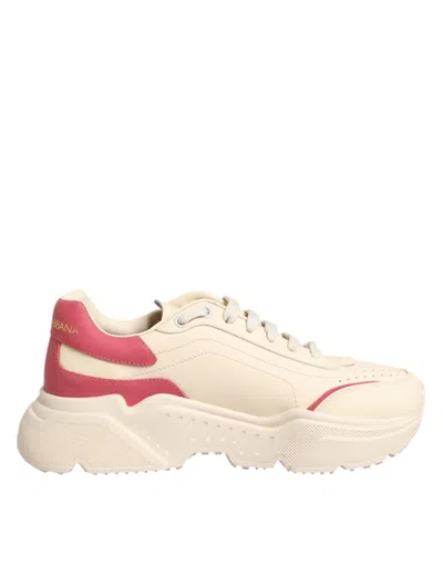 Dolce & Gabbana Beige Leather Daymaster Women Sneaker Shoes In White