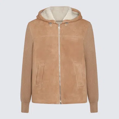 Dolce & Gabbana Beige Leather Jacket In Brown
