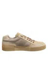 Dolce & Gabbana Beige Leather Low Top Lace Up Sneakers Shoes In Multi