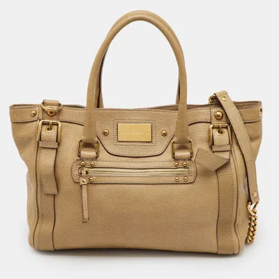 Pre-owned Dolce & Gabbana Beige Leather Miss Easy Way Boston Bag In Sand