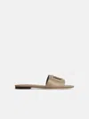 Dolce & Gabbana Beige Leather Slippers In Beige