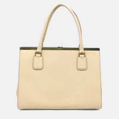 Pre-owned Dolce & Gabbana Beige Leather Tote Bag In Sand