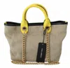 Dolce & Gabbana Beige Linen-calf Tote With Gold Women's Chain