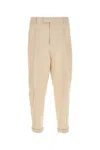 Dolce & Gabbana Pant Canvas Sand Front Pleated In Beige