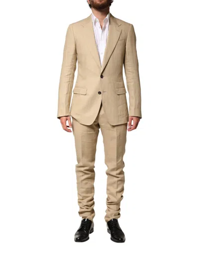 Dolce & Gabbana Beige Linen Single Breasted 2 Piece Suit In Neutral