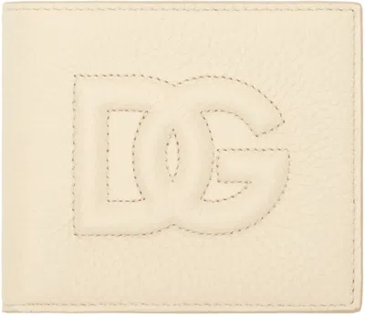Dolce & Gabbana Beige Logo Bifold Wallet In Neutral