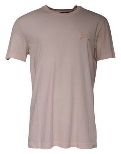 Pre-owned Dolce & Gabbana Beige Logo Crew Neck Short Sleeves Men's T-shirt () In Sand
