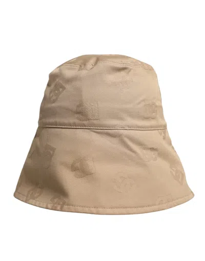 Dolce & Gabbana Beige Logo Monogram Cotton Bucket Men's Cap