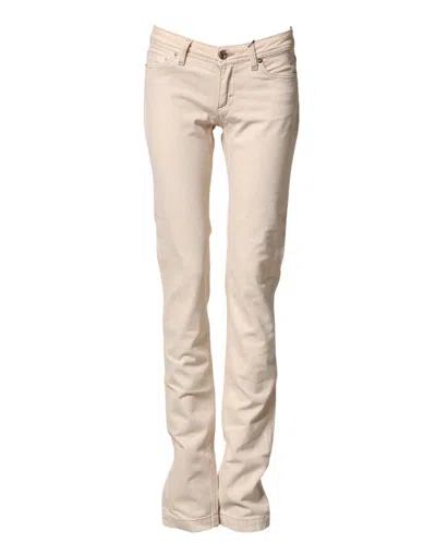 Dolce & Gabbana Beige Low Waist Cotton Slim Fit Denim Trousers Jeans In Neutral