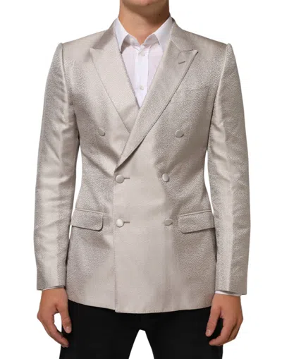 Dolce & Gabbana Beige Martini Double-breasted Suit Blazer In Multi