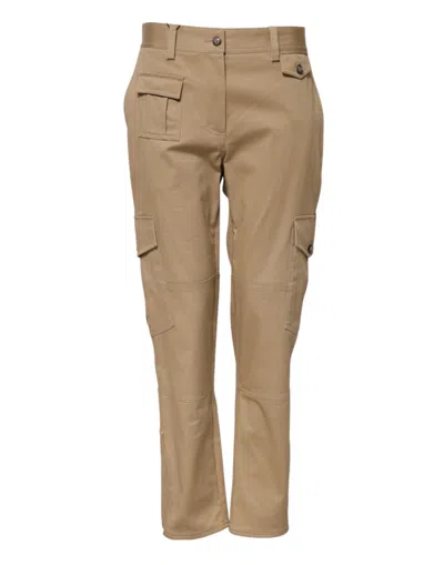 DOLCE & GABBANA BEIGE MID WAIST CARGO TAPERED PANTS