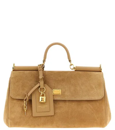 Dolce & Gabbana Beige My Sicily Medium Satchel In Brown