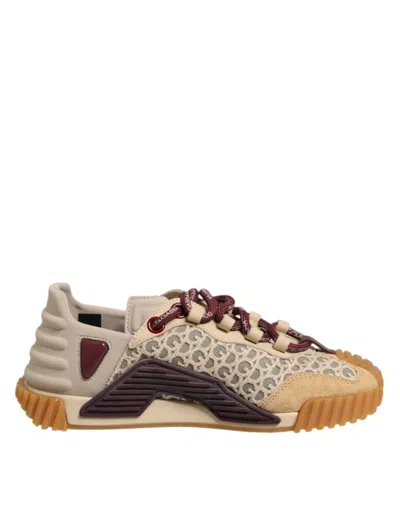 Dolce & Gabbana Beige Neoprene Dg Logo Ns1 Lace Sneakers Shoes In Multi