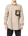 Dolce & Gabbana Beige Pin Up Print Martini Men Casual Shirt In Neutral