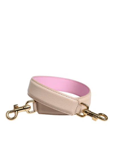 Dolce & Gabbana Beige Pink Leather Handbag Accessory Shoulder Strap In Sand