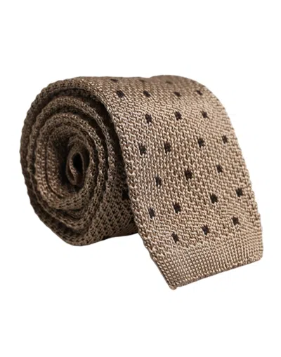 Dolce & Gabbana Beige Polka Dot Silk Adjustable Neckmen's Men's Tie