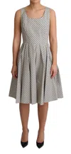 Dolce & Gabbana Beige Polka Dotted Cotton A-line Women's Dress In White