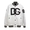Dolce & Gabbana White Dg Logo Polyester Jersey Bomber Jacket In Sand