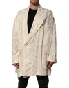 Dolce & Gabbana Beige Polyester Logo Monogram Coat Jacket In Neutral