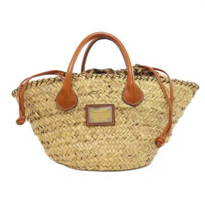 Pre-owned Dolce & Gabbana Beige Raffia Tote Bag () In Sand