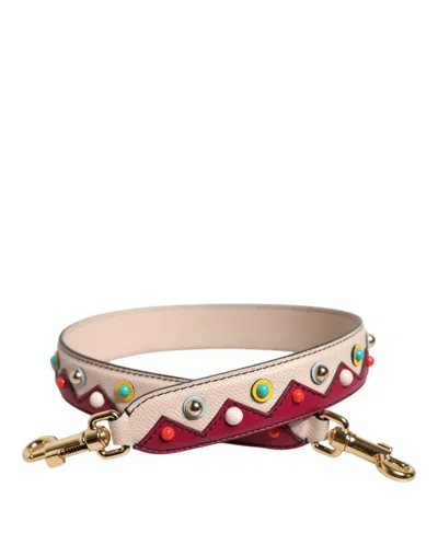 Dolce & Gabbana Beige Red Leather Handbag Accessory Shoulder Strap In Sand