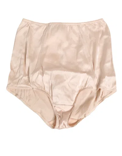 Dolce & Gabbana Beige Rosato Silk Satin High Waist Underwear In Neutral