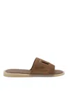 Dolce & Gabbana Dg Logo Suede Slides In Beige