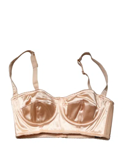 Pre-owned Dolce & Gabbana Beige Semi-pad Underwire Balconette Bra Women's Underwear () In Sand